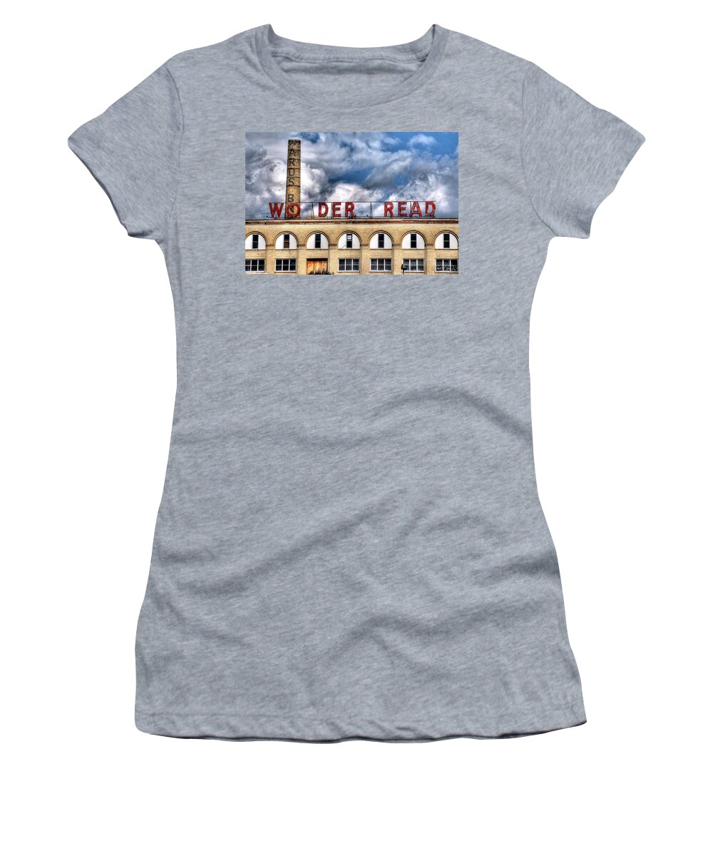 Wonder Bread Women's T-Shirt featuring the photograph Wonder Bread Factory in Buffalo NY by Michael Frank Jr