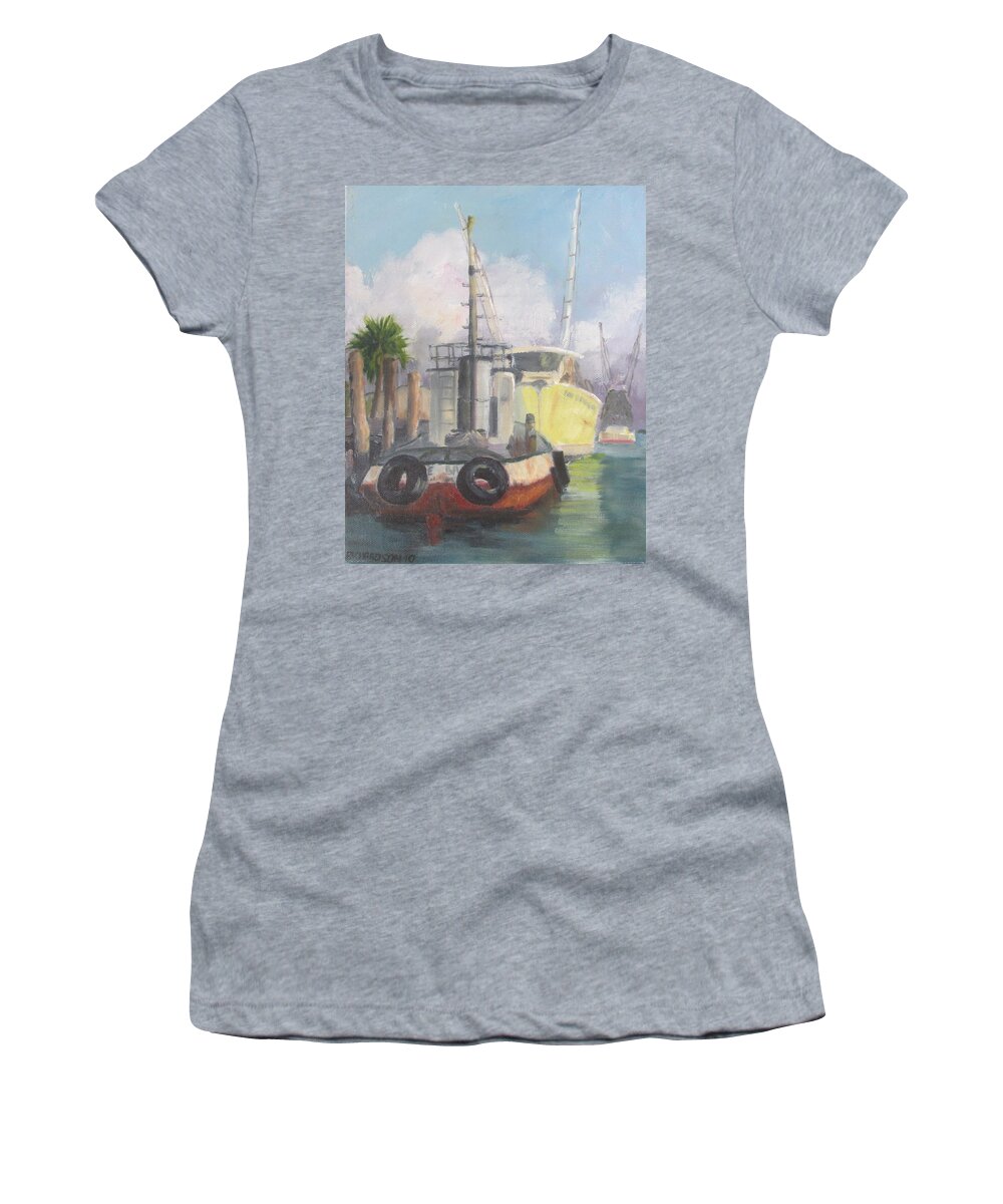 Tug Boat Women's T-Shirt featuring the painting Working Waterfront by Susan Richardson