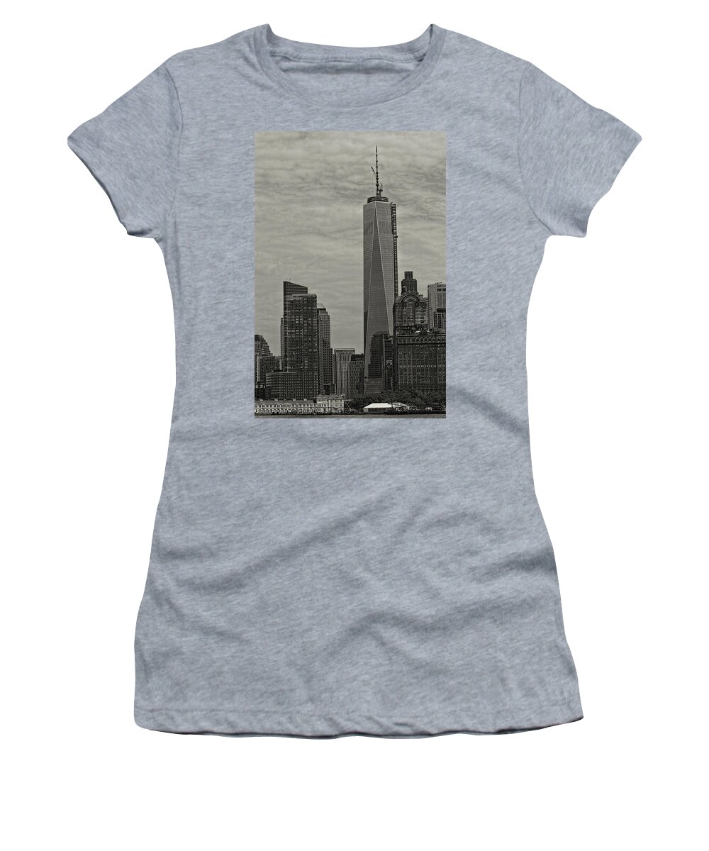 World Trade Center Women's T-Shirt featuring the photograph World Trade Center construction by Jonathan Davison