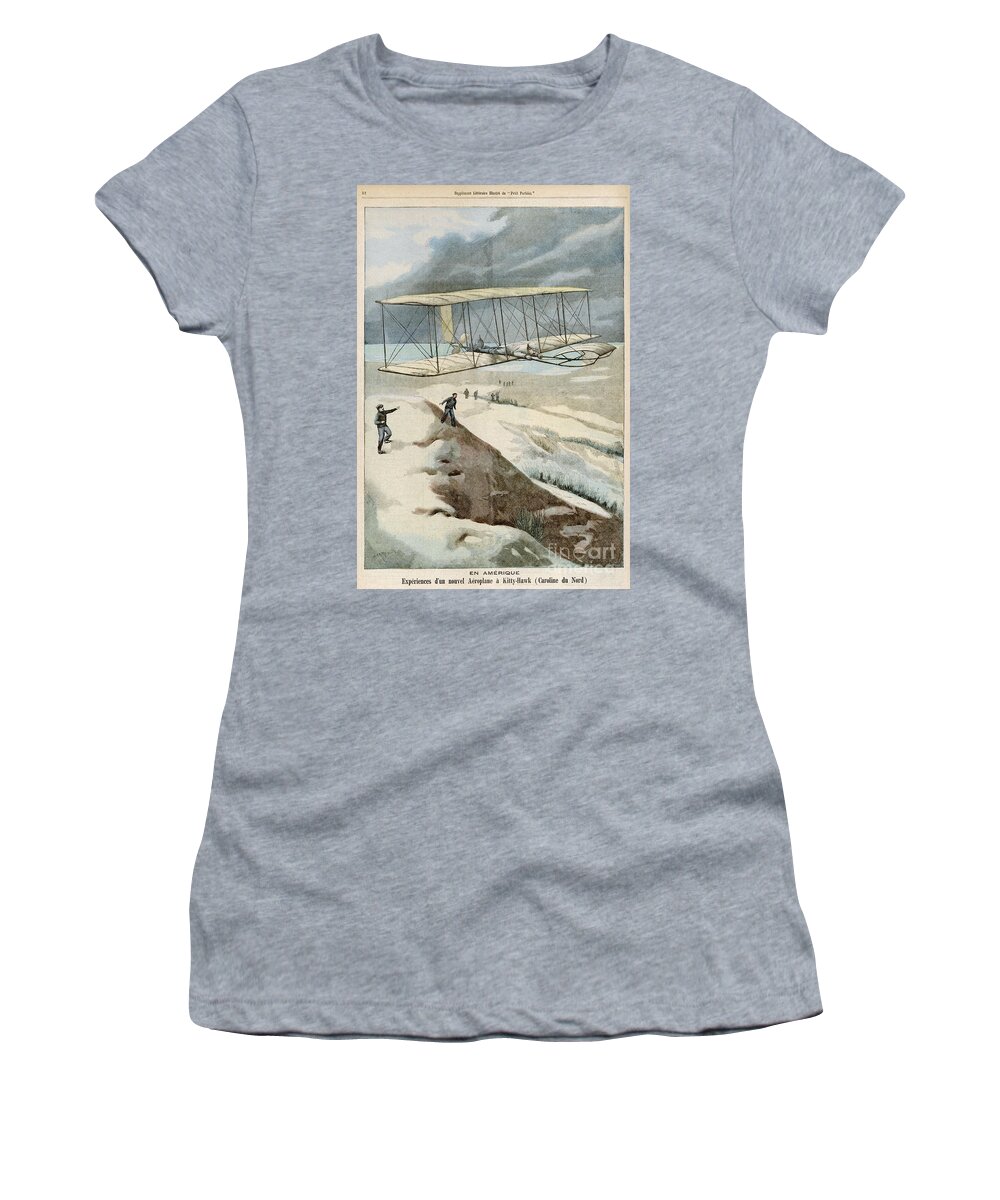 Wright Women's T-Shirt featuring the photograph Wright Brothers At Kitty Hawk by Mary Evans Picture Library