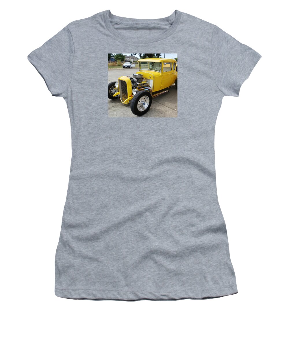Car Women's T-Shirt featuring the photograph Yellow Hot Rod by VLee Watson