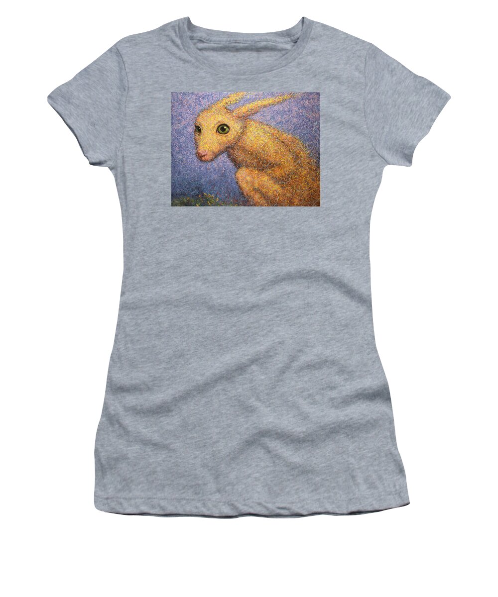 Yellow Rabbit Women's T-Shirt featuring the painting Yellow Rabbit by James W Johnson