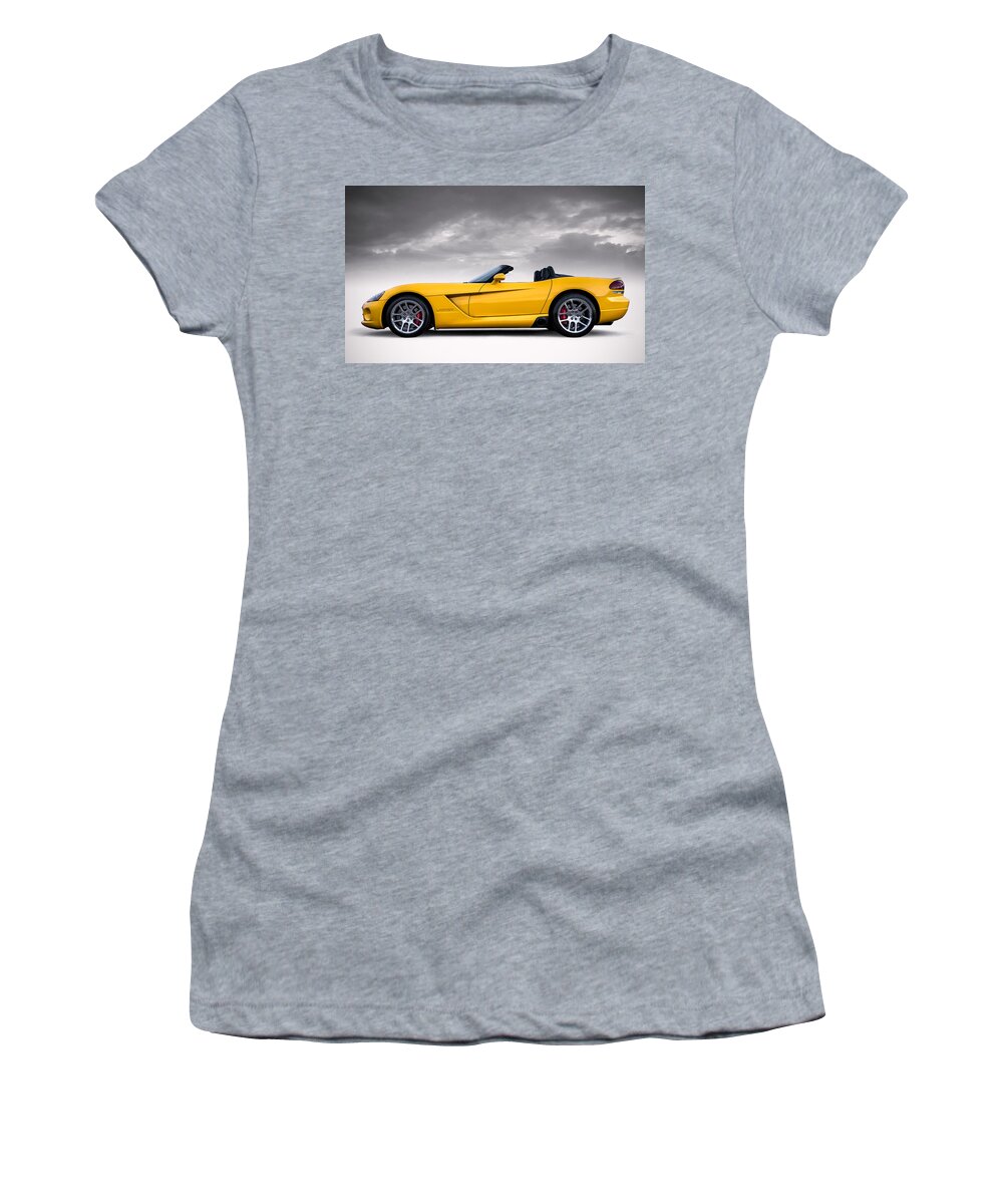 Yellow Women's T-Shirt featuring the digital art Yellow Viper Roadster by Douglas Pittman