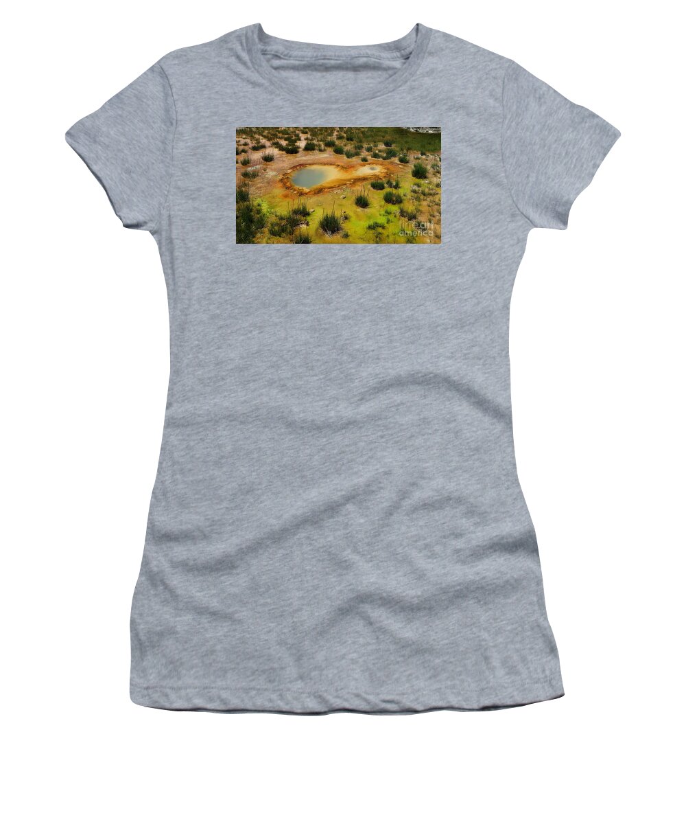 Bubbling Well Women's T-Shirt featuring the photograph Yellowstone Hot Pool by Ausra Huntington nee Paulauskaite
