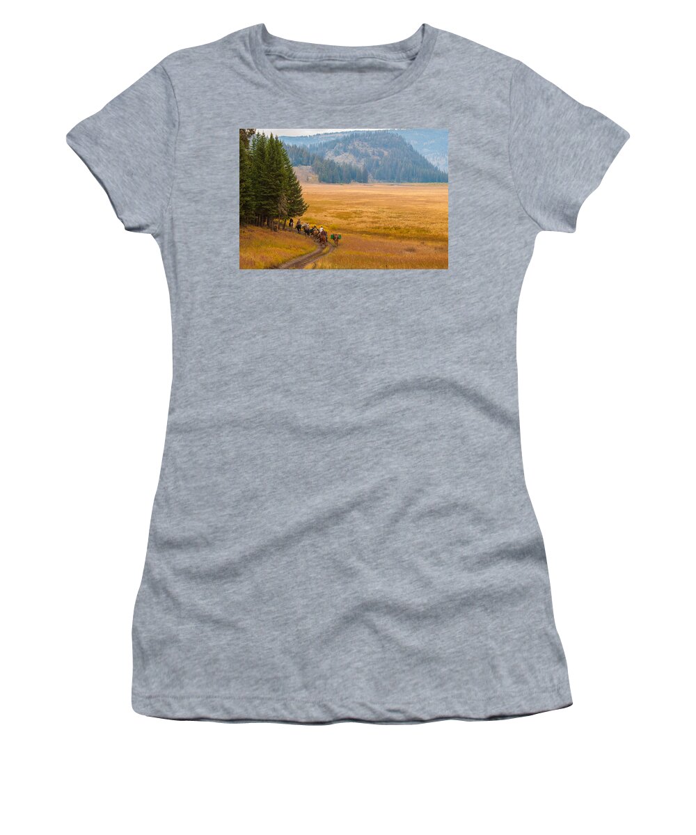 Wyoming Women's T-Shirt featuring the photograph Yellowstone Pack Trips by Brenda Jacobs
