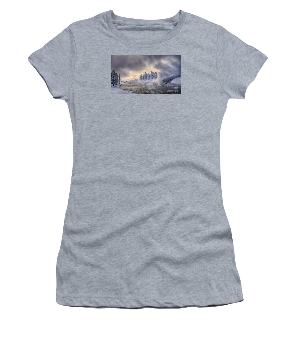 Yellowstone Winter Wonderland Women's T-Shirt featuring the photograph Yellowstone Winter Wonderland by Priscilla Burgers
