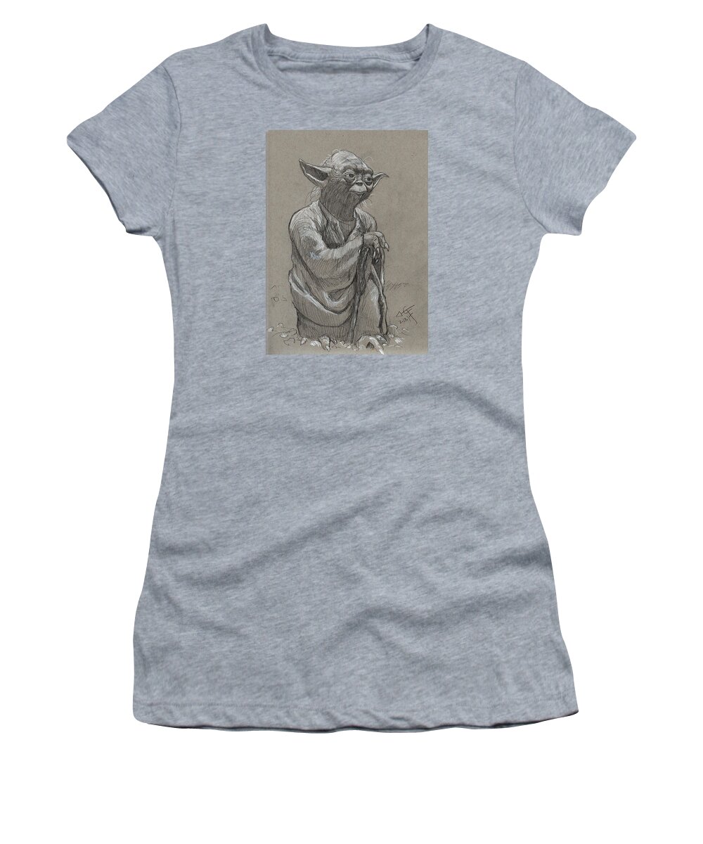 Drawing Women's T-Shirt featuring the painting Yoda by Tom Carlton