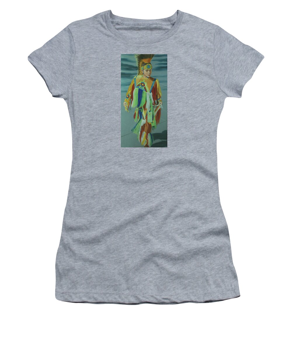 Native American Women's T-Shirt featuring the painting Youth by Jill Ciccone Pike