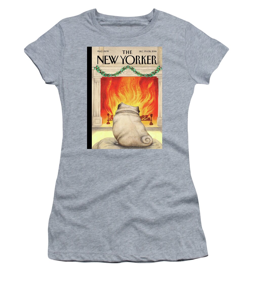 Pug Women's T-Shirt featuring the painting Yule Dog by Ana Juan