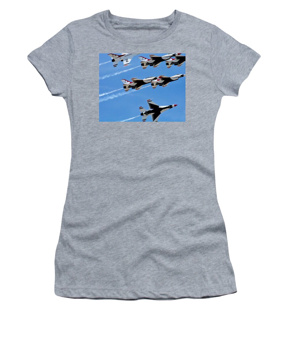 Aviation Women's T-Shirt featuring the photograph Zoom by Judy Wanamaker