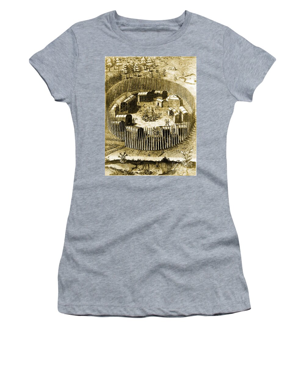 History Women's T-Shirt featuring the photograph Pomeiok Village, 1588 #1 by Photo Researchers