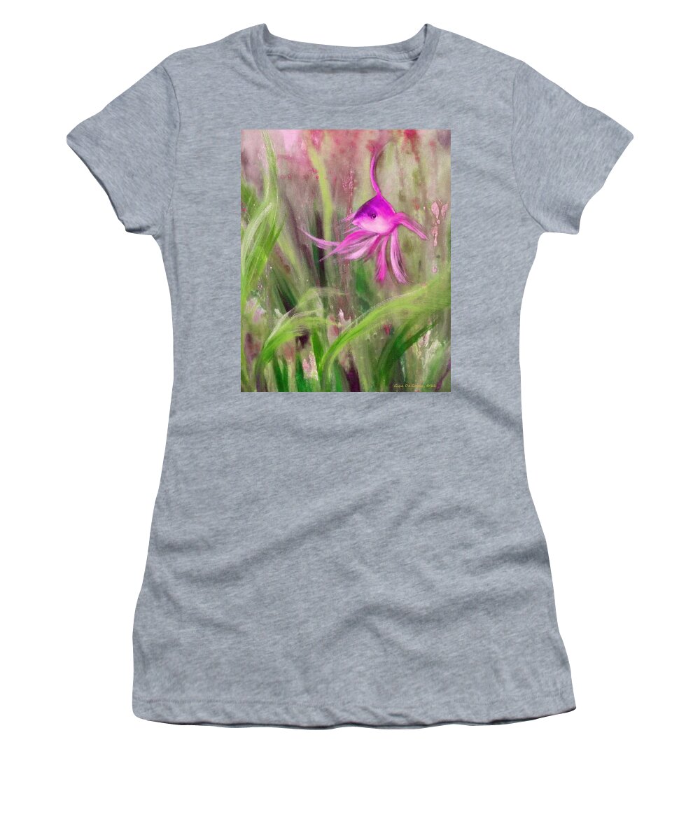 Fish Women's T-Shirt featuring the painting Purple Fish #2 by Gina De Gorna
