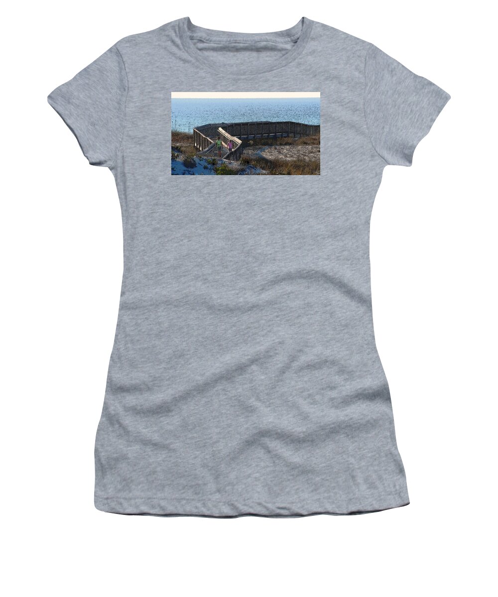 Art Women's T-Shirt featuring the painting Summer at the beach #1 by David Lee Thompson