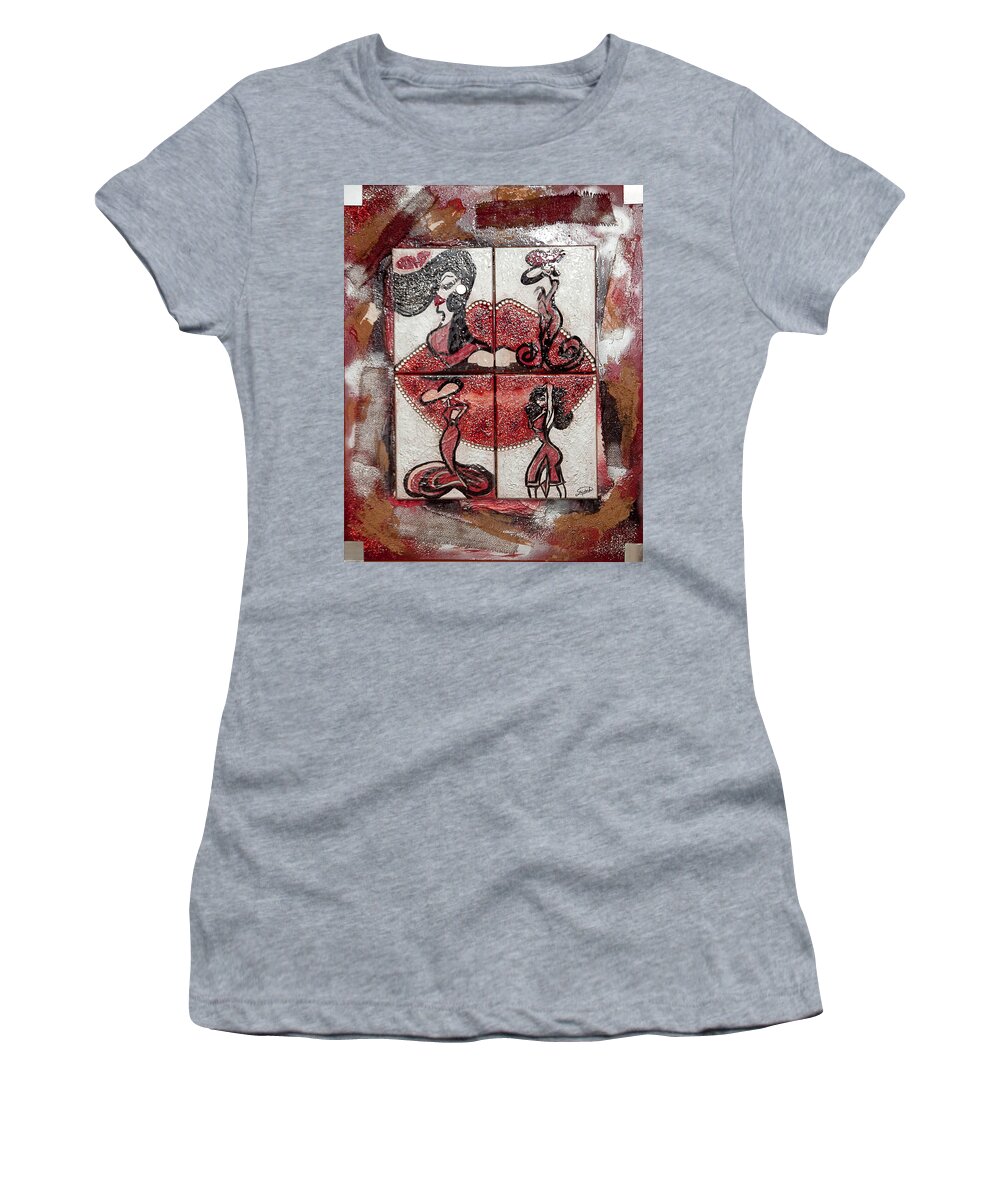 Art Keywords Women's T-Shirt featuring the mixed media Untitled #2 by Artista Elisabet