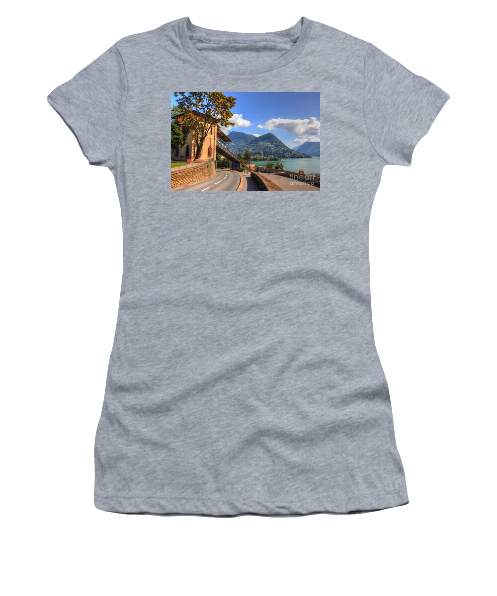 Road Women's T-Shirt featuring the photograph Road and mountain #2 by Mats Silvan
