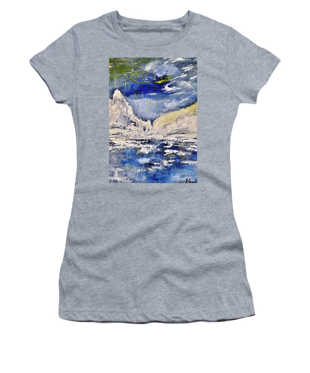 Landscape Women's T-Shirt featuring the painting Serenity #2 by Evelina Popilian