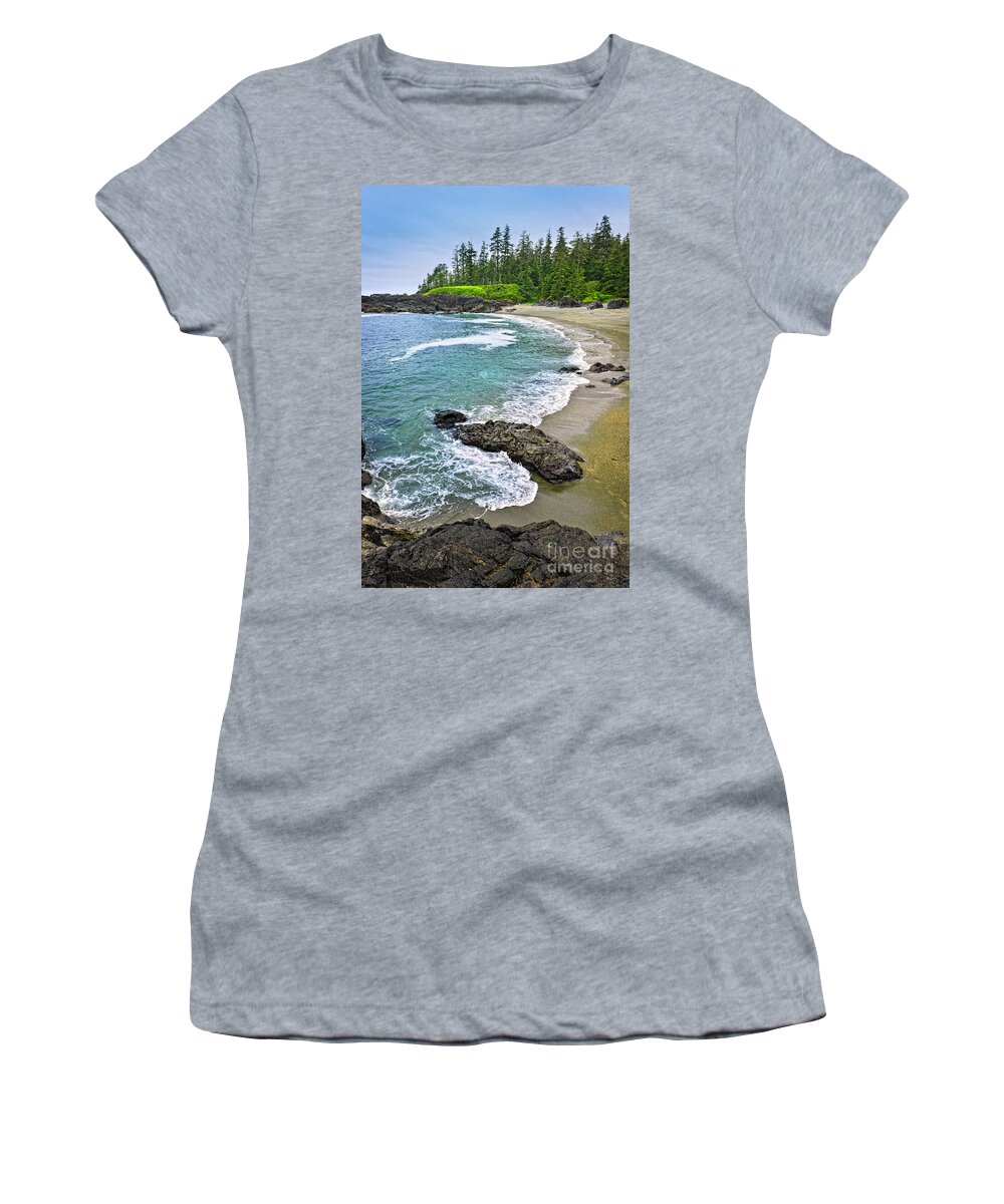 Pacific Women's T-Shirt featuring the photograph Coast of Pacific ocean in Canada 3 by Elena Elisseeva