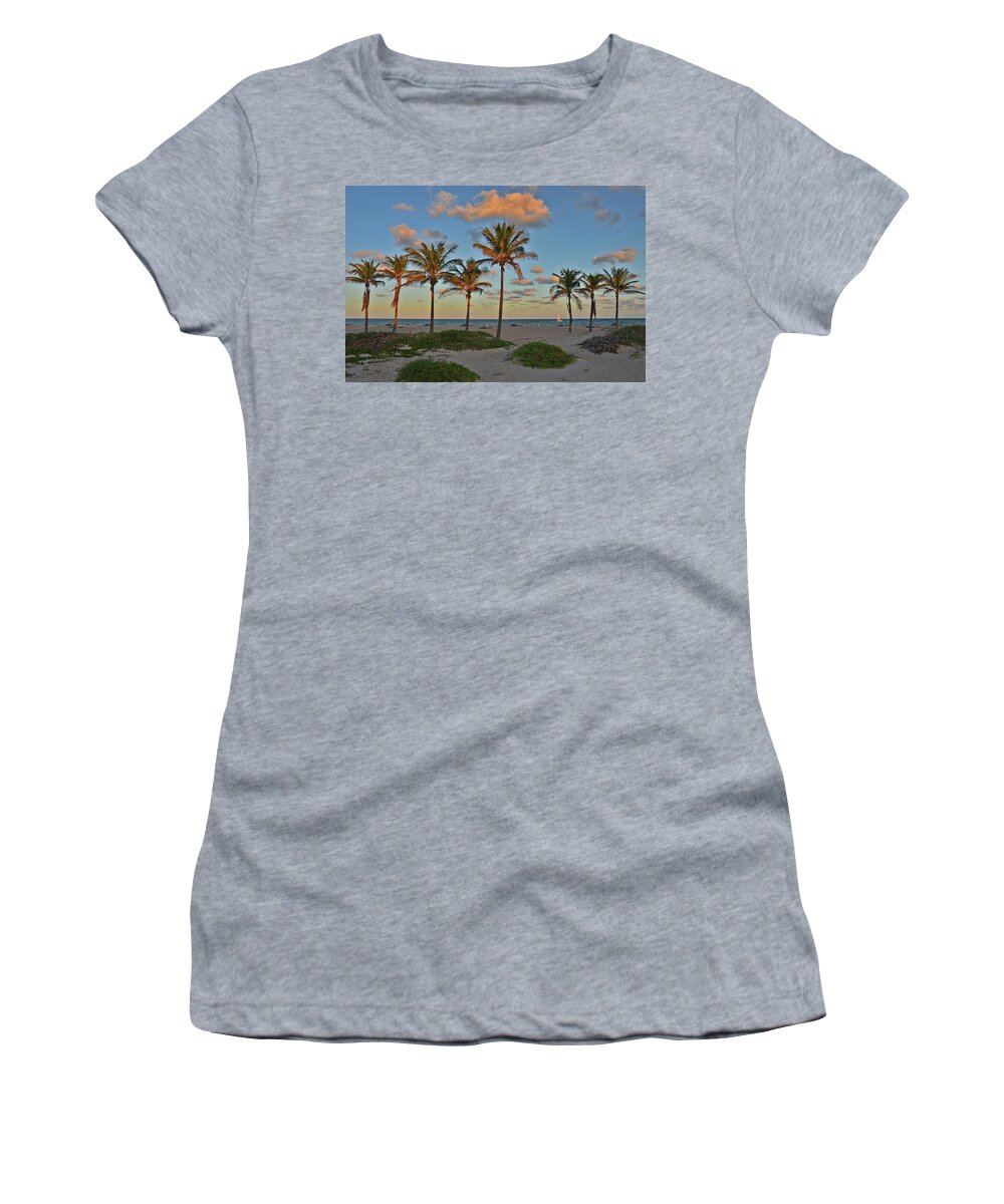 Palm Trees Women's T-Shirt featuring the photograph 39- Evening In Paradise by Joseph Keane