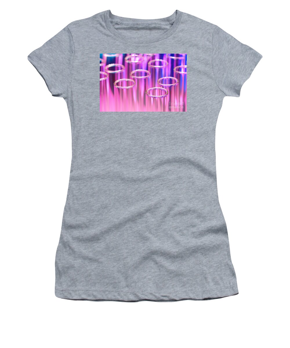 Test Women's T-Shirt featuring the photograph Laboratory Test Tubes in Science Research Lab #9 by Science Research Lab