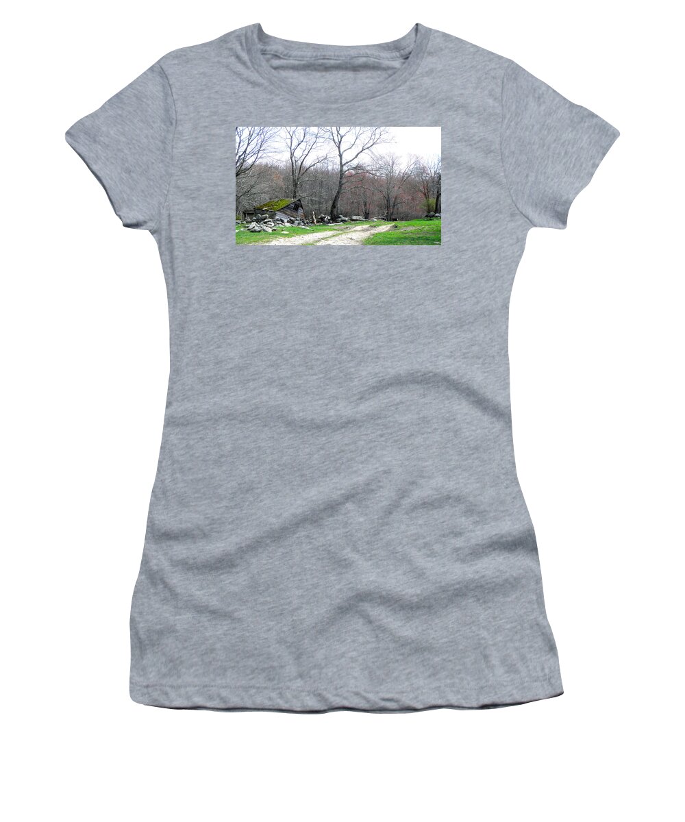 History Women's T-Shirt featuring the photograph A Barn That Once Was by Kim Galluzzo