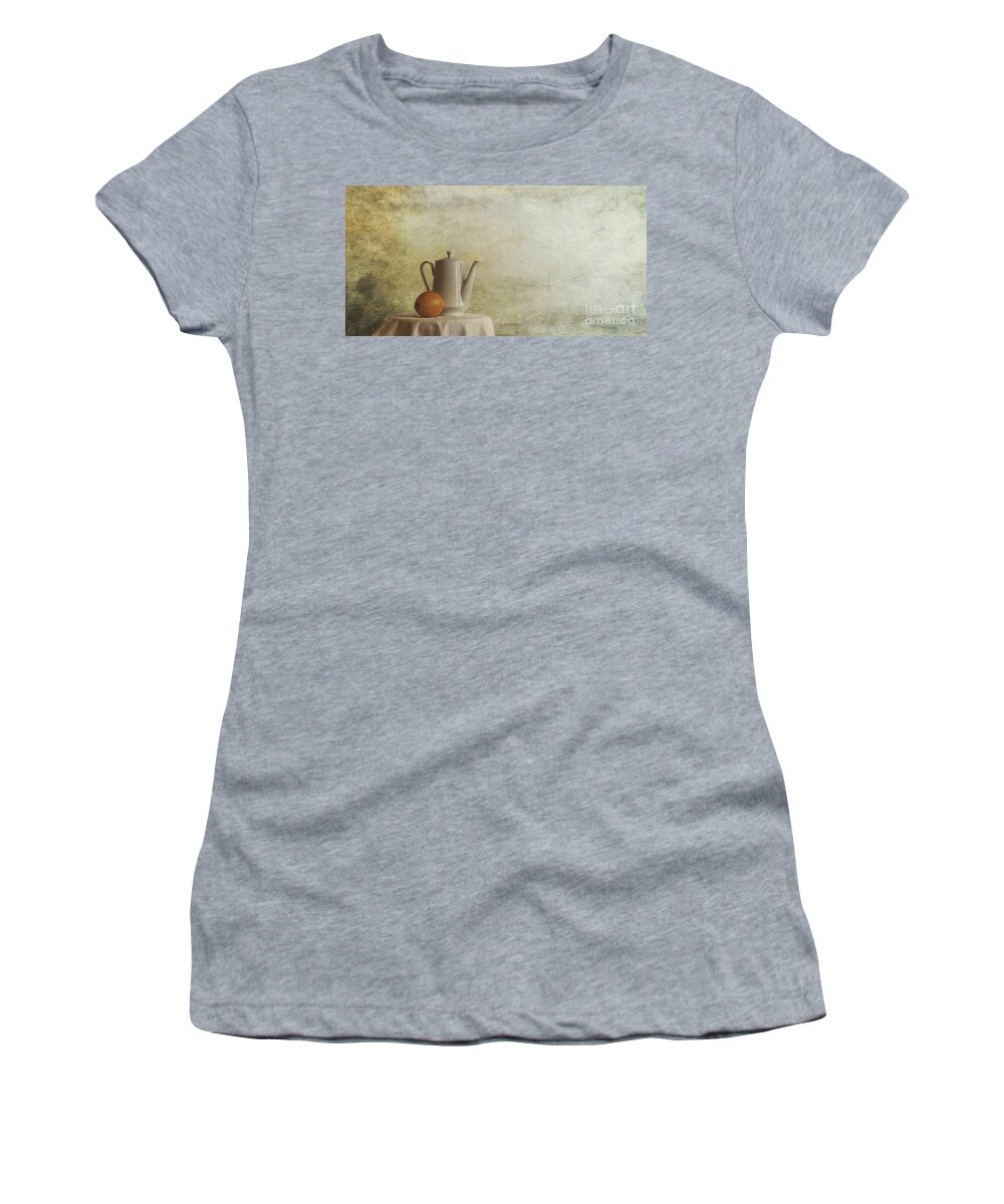 Table Women's T-Shirt featuring the photograph A Jugful Tea And A Orange by Priska Wettstein