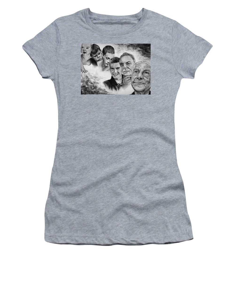 Aging Women's T-Shirt featuring the drawing A Look Through Time by Vic Ritchey