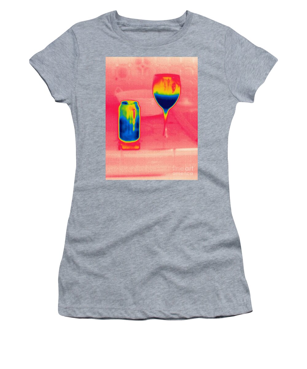 Thermogram Women's T-Shirt featuring the photograph A Thermogram Of Cool Wine And Cool Soda by Ted Kinsman