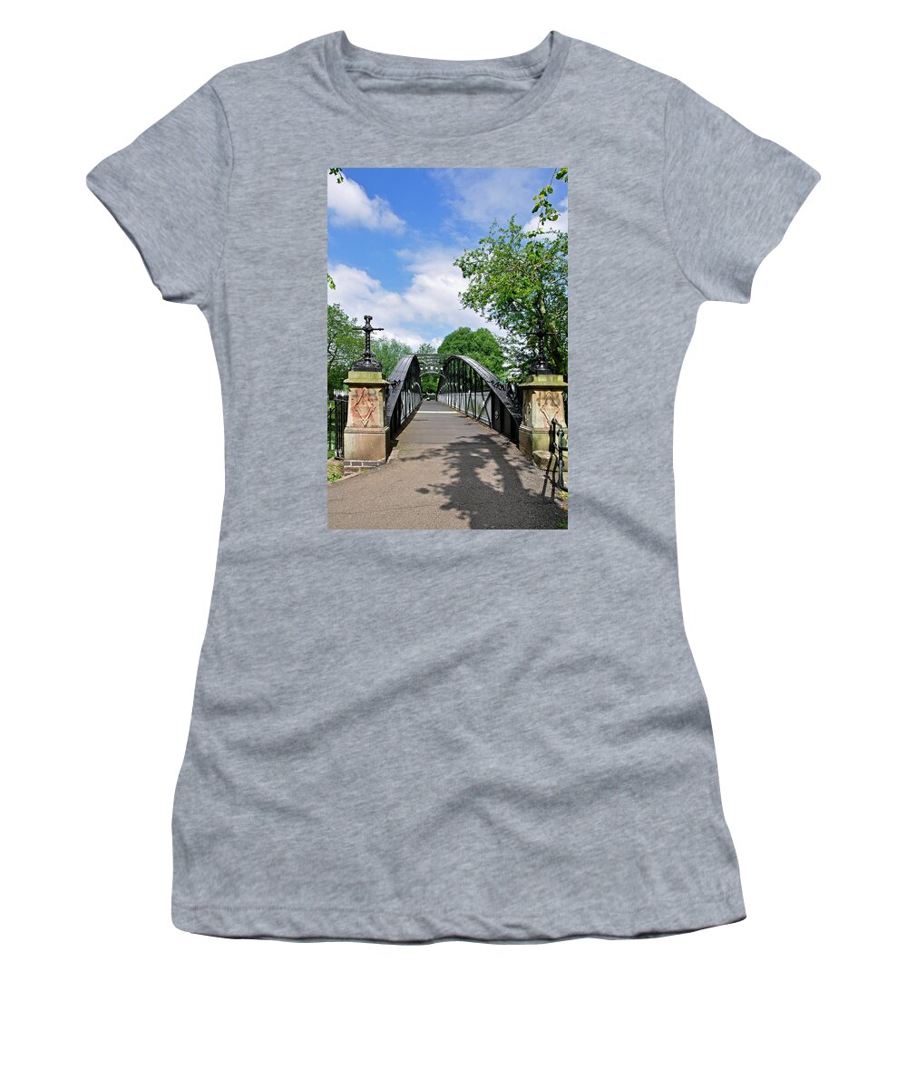 Burton On Trent Women's T-Shirt featuring the photograph Across Andresey Bridge - Burton on Trent by Rod Johnson