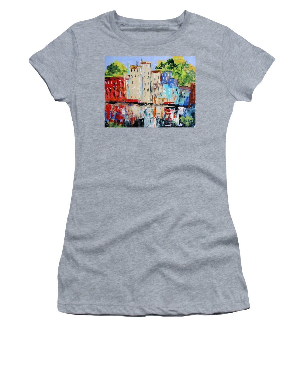 Acrylic Women's T-Shirt featuring the painting After Hours-Reflection by John Williams