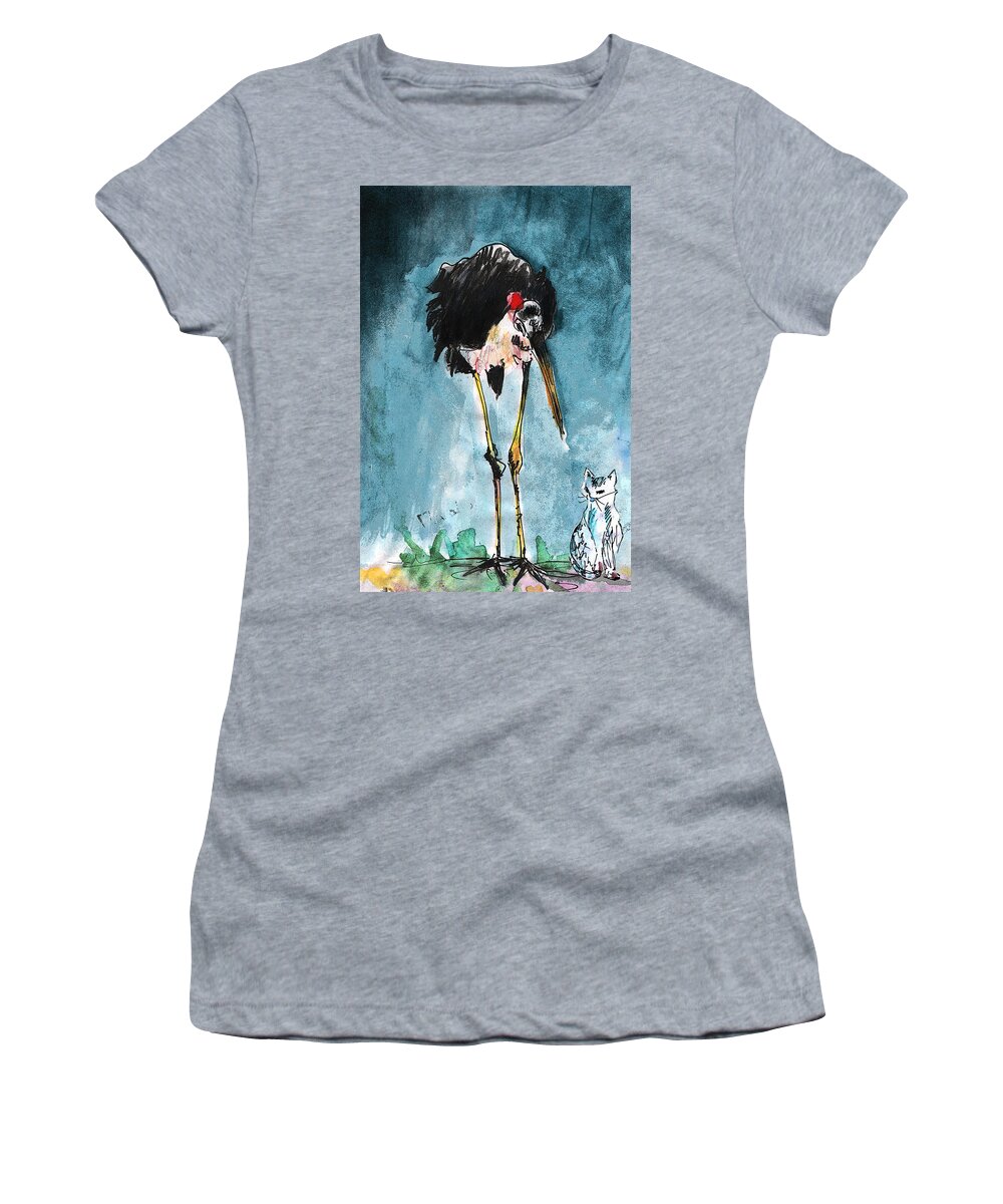 Animals Women's T-Shirt featuring the painting Are You Free Tonight by Miki De Goodaboom