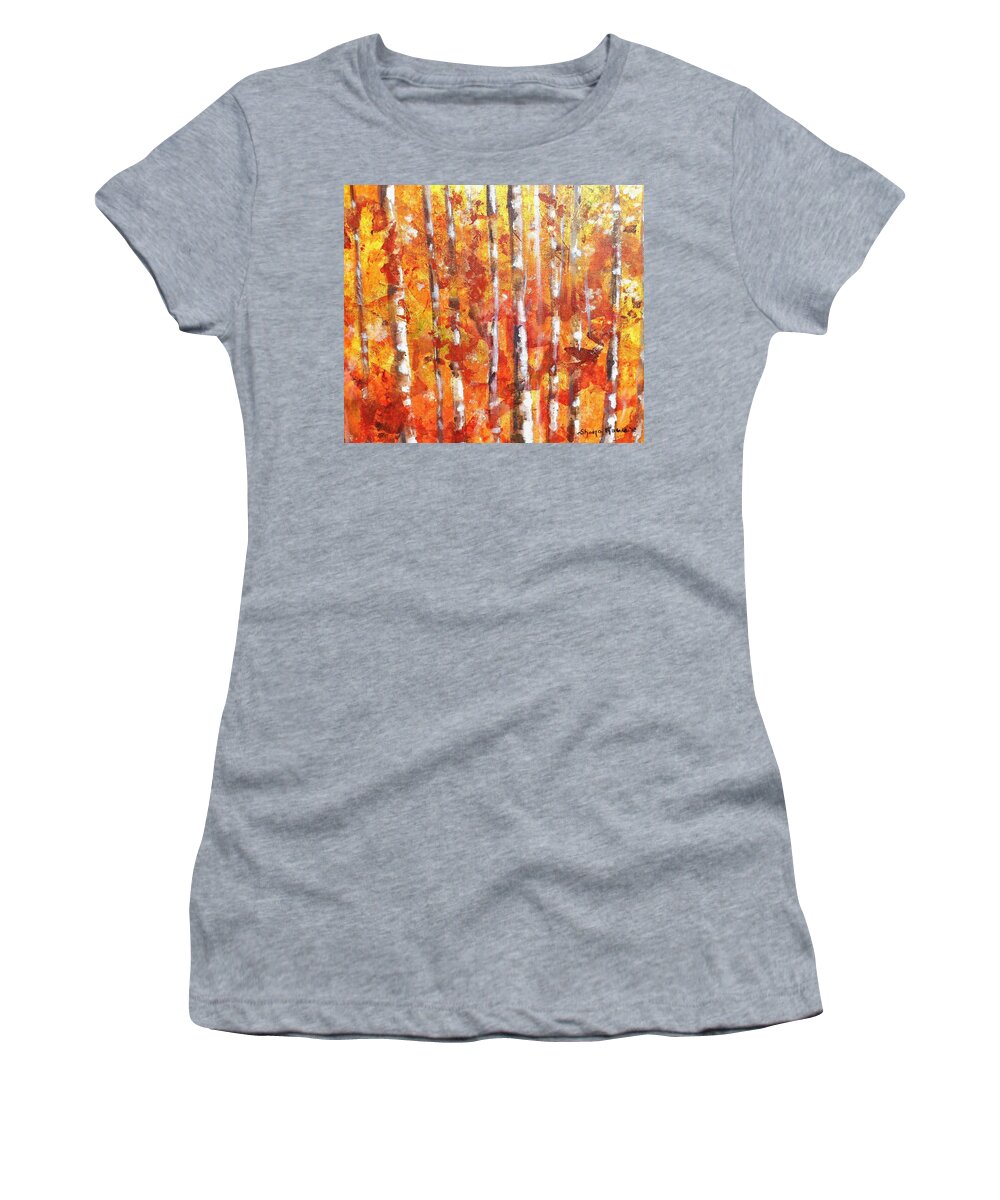 Fall Women's T-Shirt featuring the painting Autumn Forest by Shana Rowe Jackson