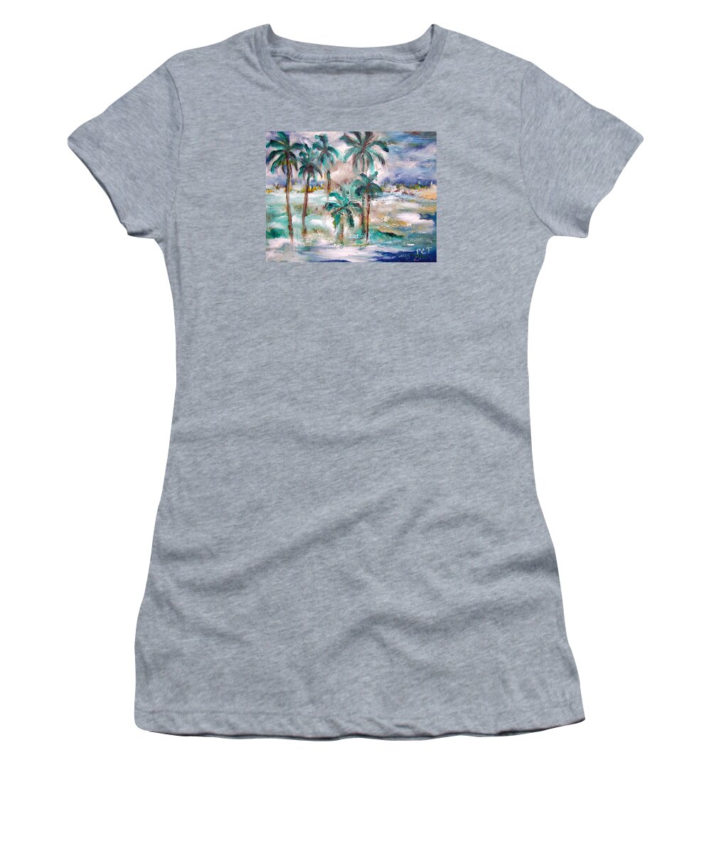 Sand Women's T-Shirt featuring the painting Balmy Breezy Days by Patricia Clark Taylor