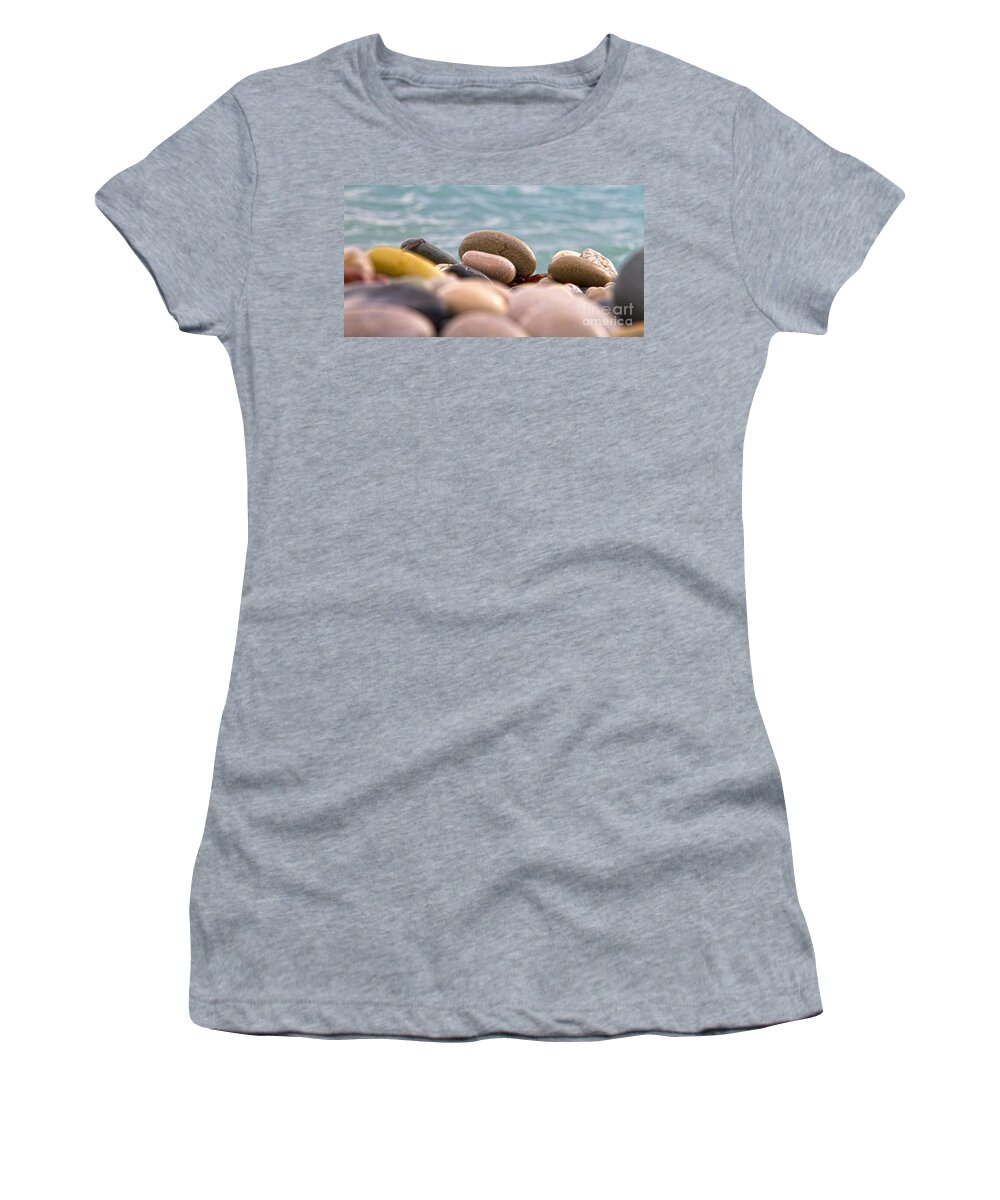 Abstract Women's T-Shirt featuring the photograph Beach And Stones by Stelios Kleanthous