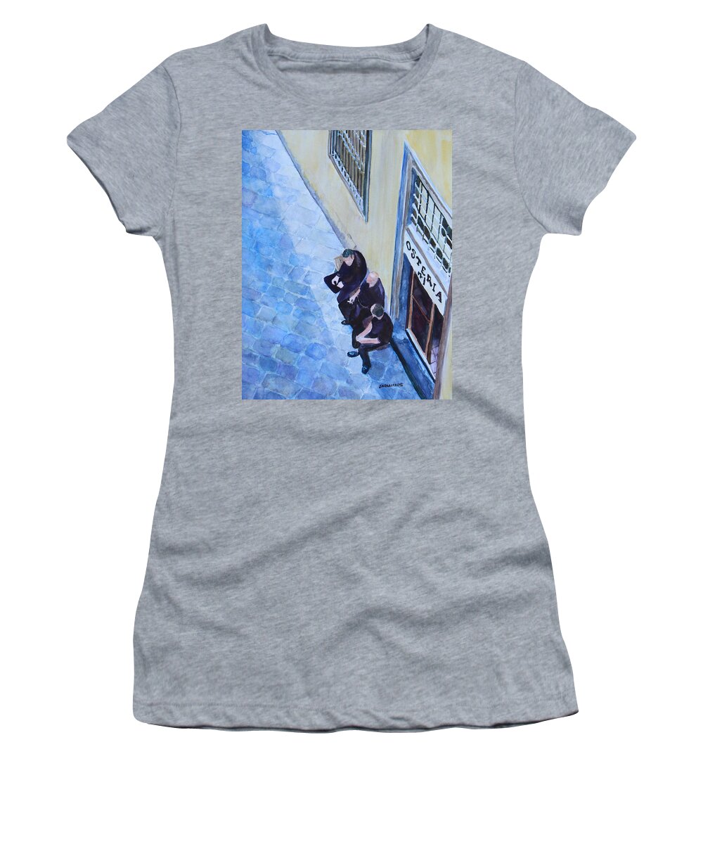 Florence Women's T-Shirt featuring the painting Before the Dinner Rush by Jenny Armitage