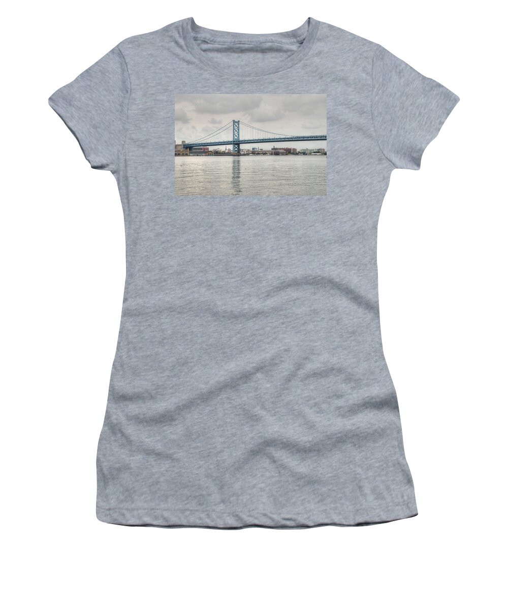 Ben Franklin Bridge Women's T-Shirt featuring the photograph Ben Franklin Bridge by Jennifer Ancker