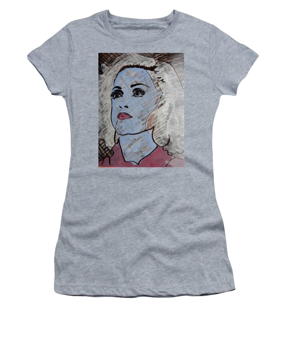 Donna Women's T-Shirt featuring the painting Blue Donna by Marwan George Khoury