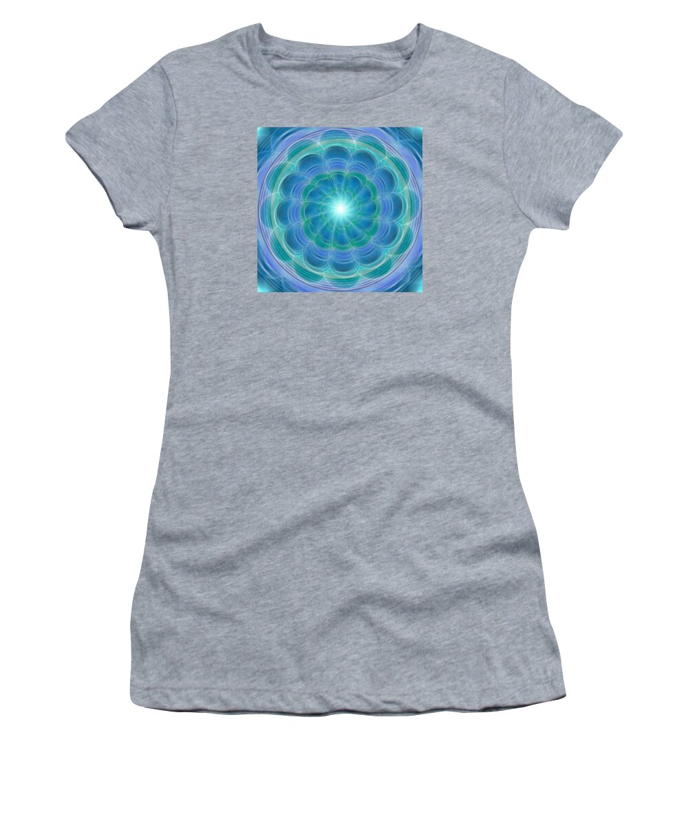 Blue Women's T-Shirt featuring the digital art Bluefloraspin by Shelley Myers
