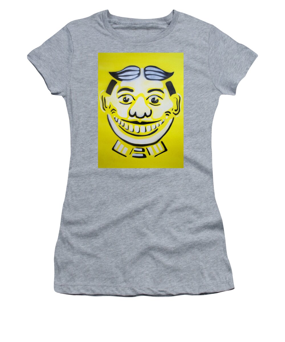 Tillie Of Asbury Park Women's T-Shirt featuring the painting Bright white yellow Tillie by Patricia Arroyo