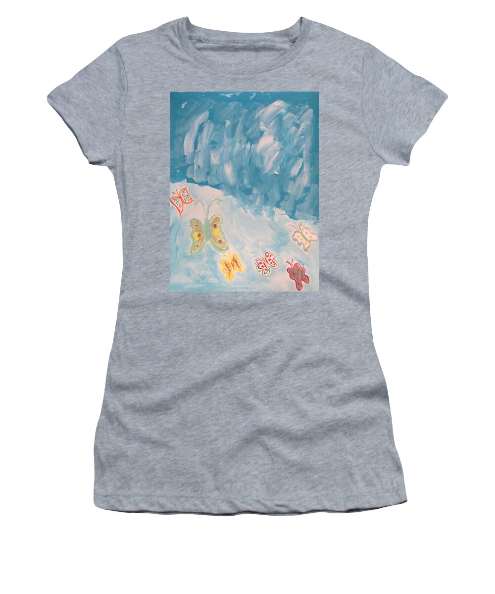 Butterflies Women's T-Shirt featuring the painting Butterfly flight by Sonali Gangane