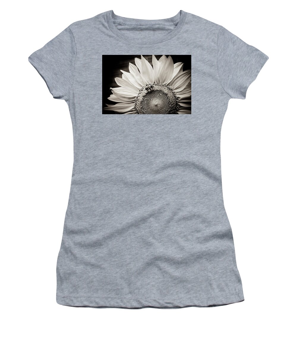 Black And White Women's T-Shirt featuring the photograph Classic Sunflower by Sara Frank