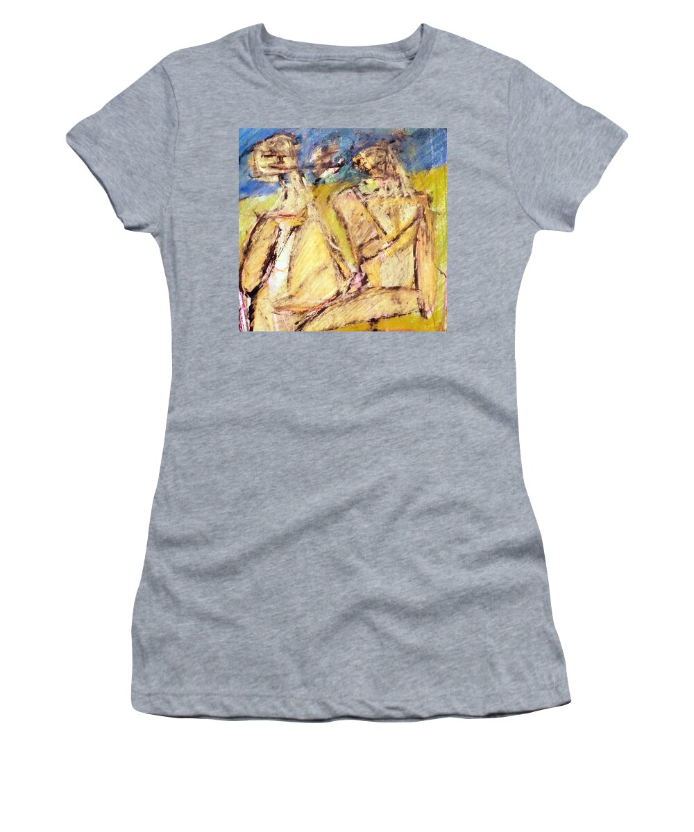  Women's T-Shirt featuring the pastel Couple In The Park by JC Armbruster
