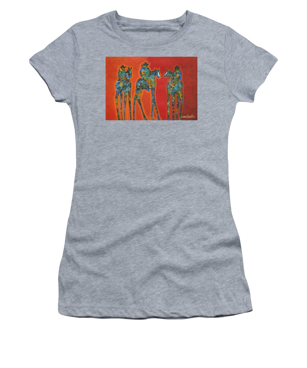 Contemporary Women's T-Shirt featuring the painting Cowboy Splash by Lance Headlee