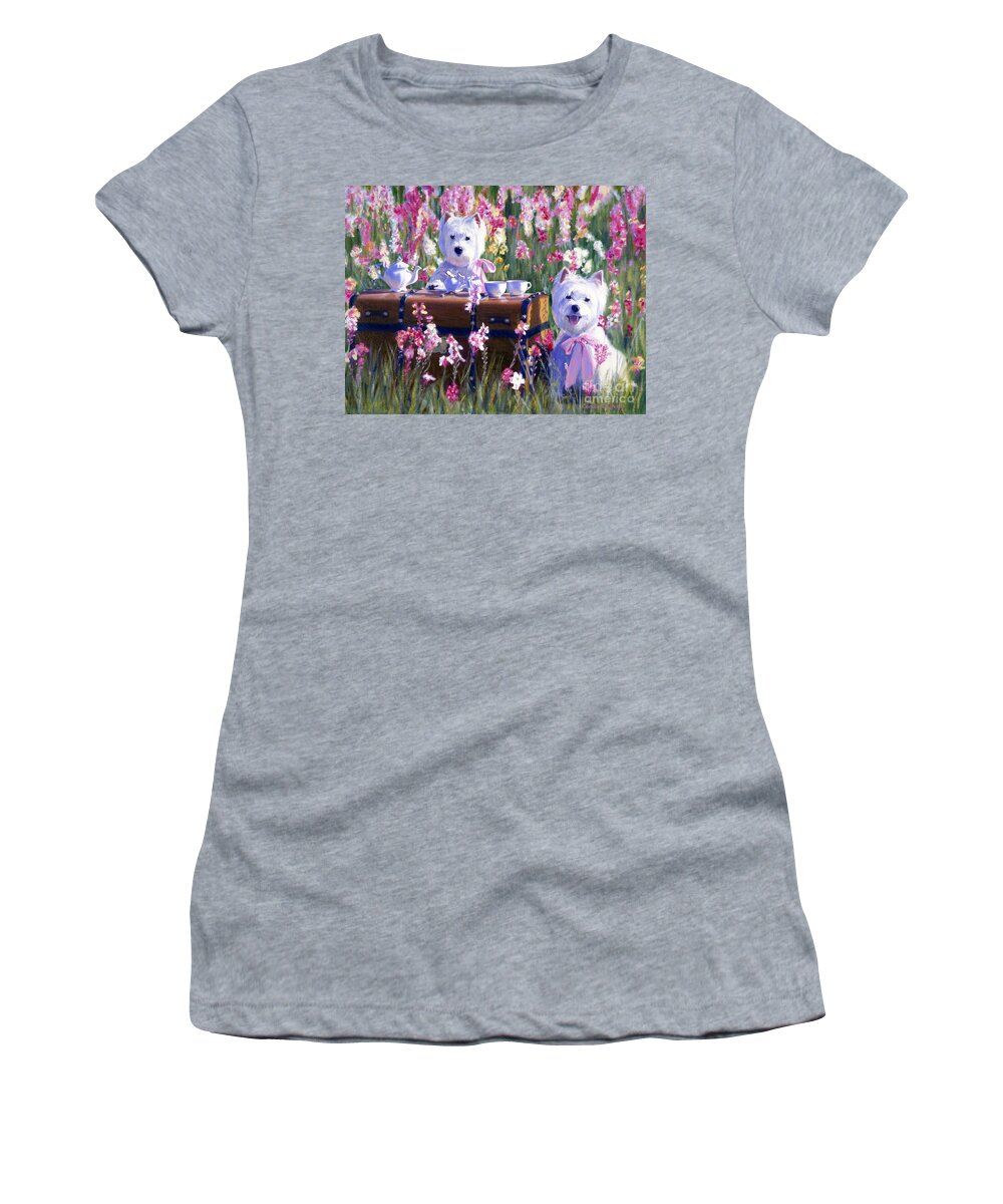 West Highland Terrier Women's T-Shirt featuring the painting Cream and Sugar by Candace Lovely