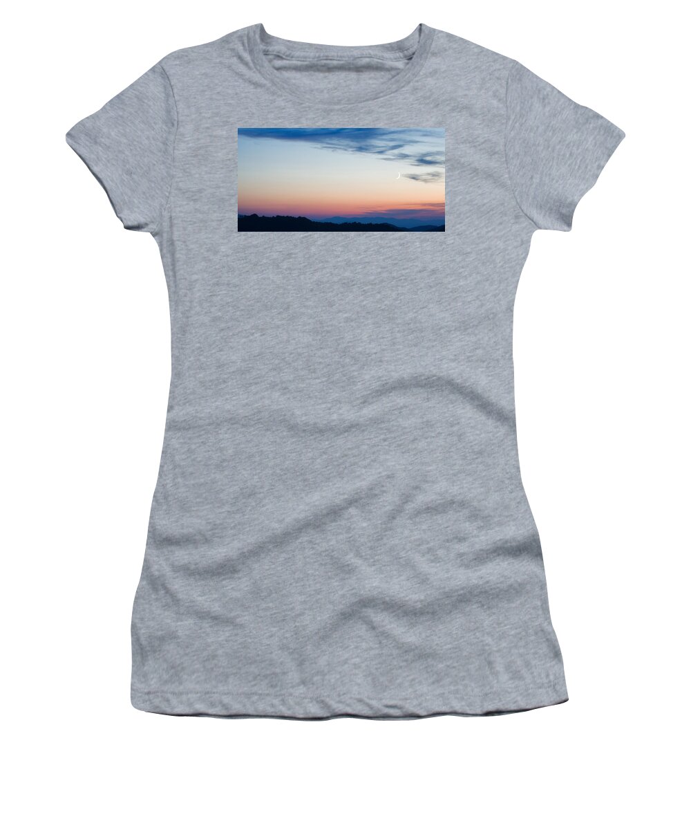 Mountains Women's T-Shirt featuring the photograph Crescent moon twilight by Ian Middleton
