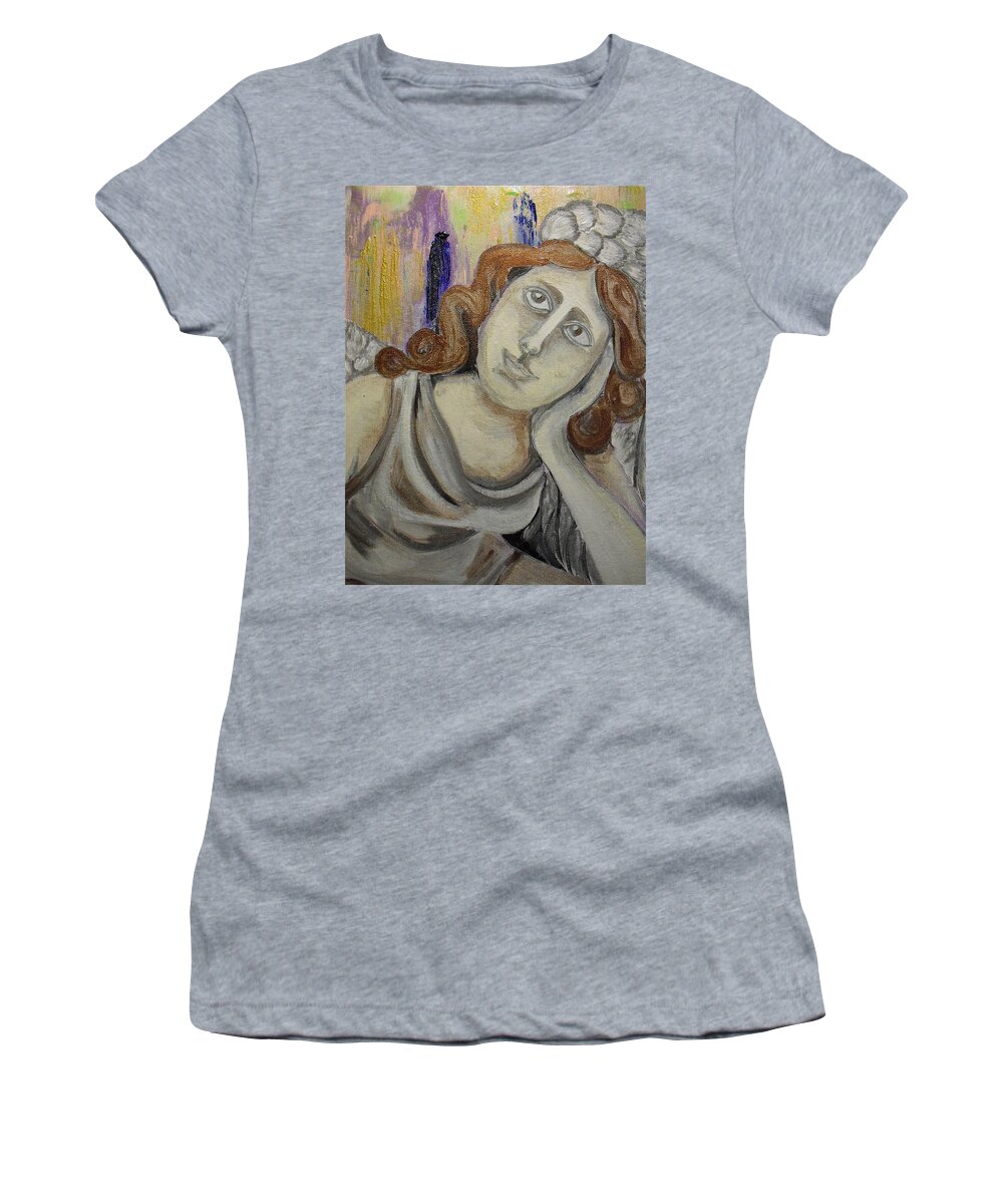 Angels Women's T-Shirt featuring the painting Deep in Thought by Melissa Torres