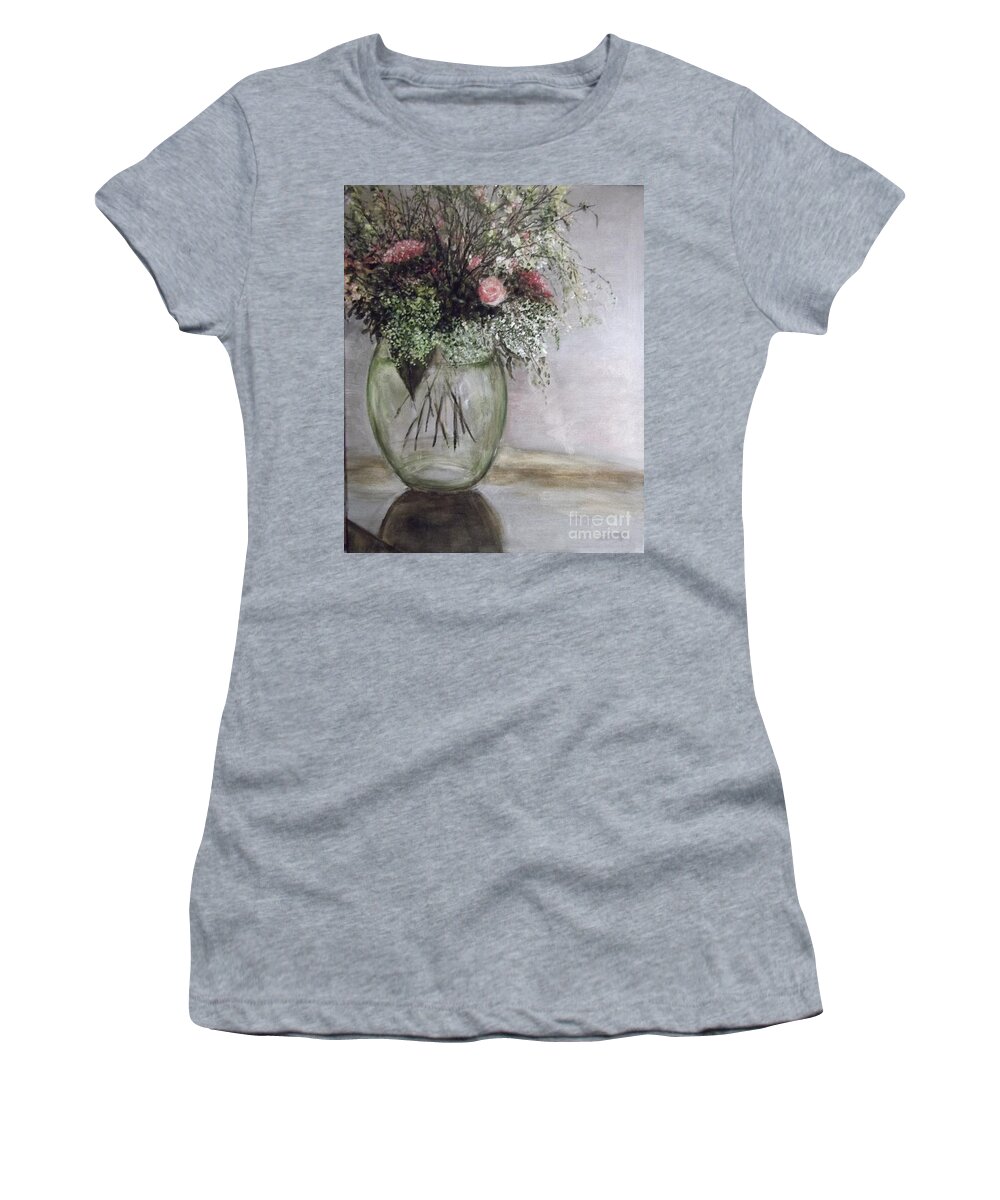 Glass Vase Women's T-Shirt featuring the painting Delicate Fragility by Lizzy Forrester
