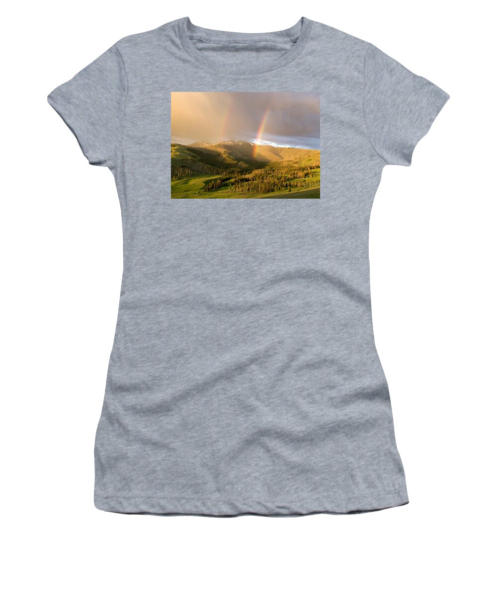 Rainbow Women's T-Shirt featuring the photograph Double Rainbow by Max Waugh
