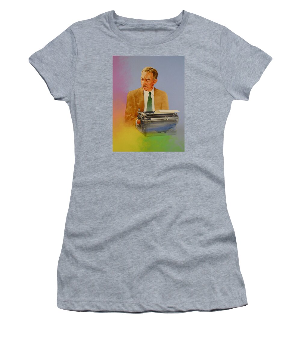 Acrylic Painting Women's T-Shirt featuring the painting E B White by Cliff Spohn