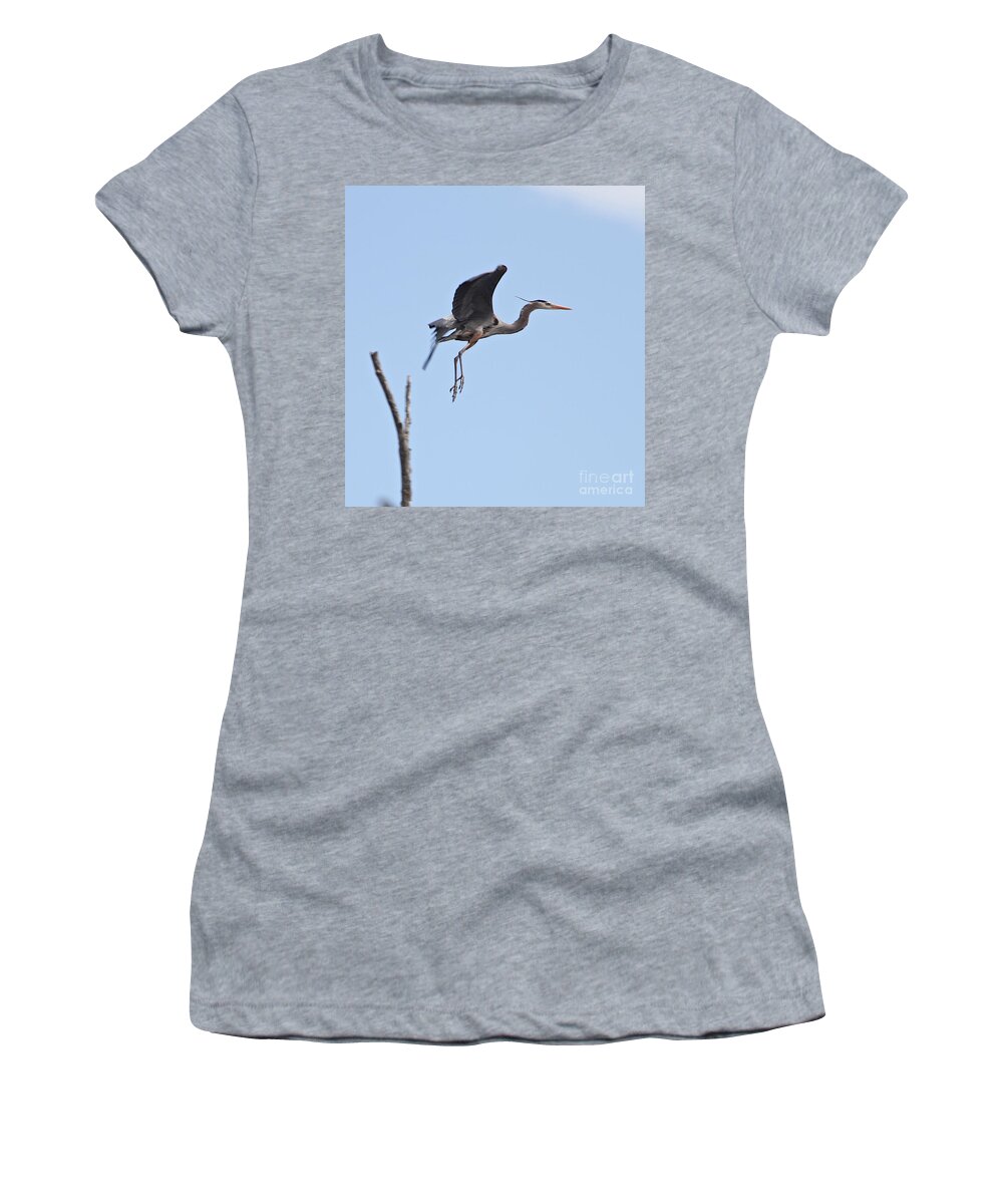 Blue Heron Women's T-Shirt featuring the photograph EASY GLIDER two by Robert Pearson