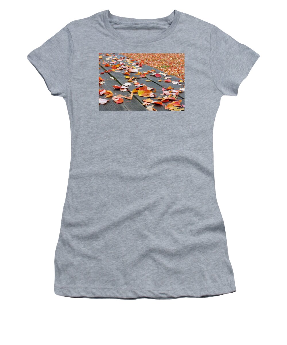 Landscape Women's T-Shirt featuring the photograph Fallen Leaves by Lisa Phillips